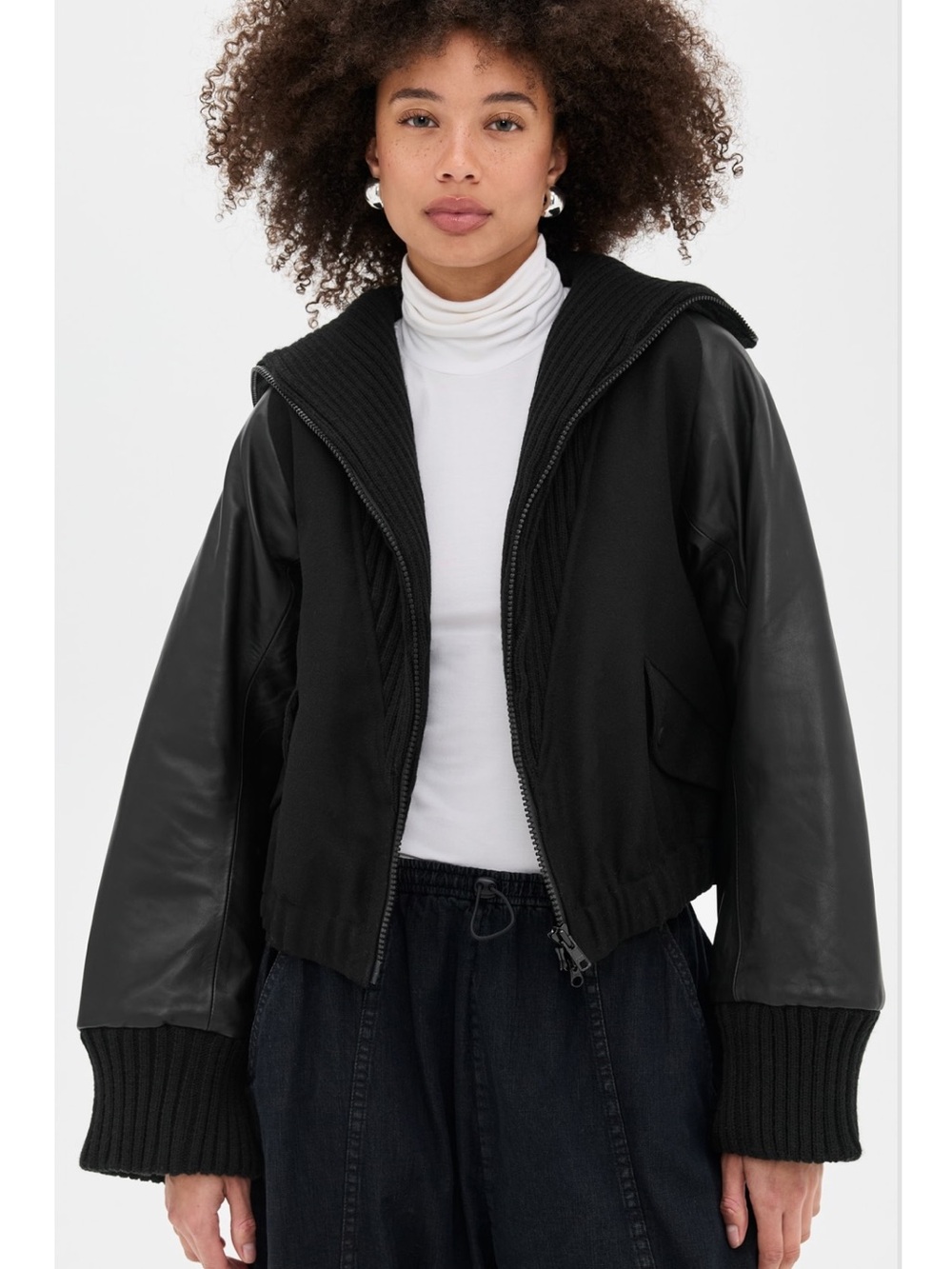 Rachel Comey Tarin Mixed-Media Zip-Front Jacket